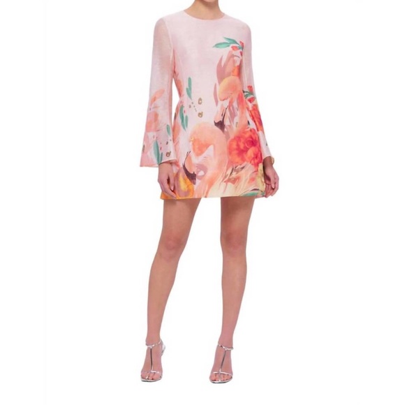 leo lin Dresses & Skirts - Leo Lin Suzanne Bell Sleeve Floral Print Mini Dress
